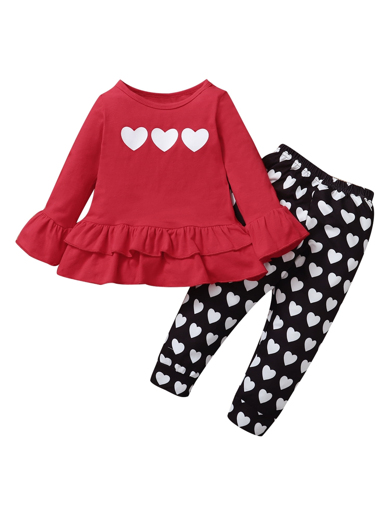 GuliriFei 2Pcs Toddler Baby Girls Valentine's Day Clothes Set, Heart ...
