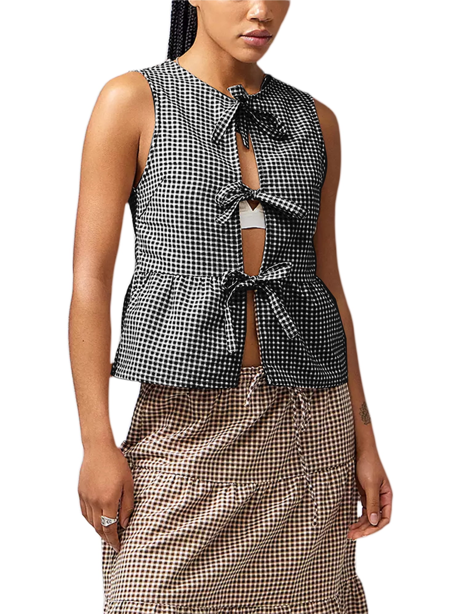 womens plaid peplum top