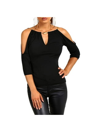 SUNSIOM Women's T-shirt Deep V Neck Blouses Navel Low-Cut Tops Lace-up  Long-Sleeved Upper Garment 
