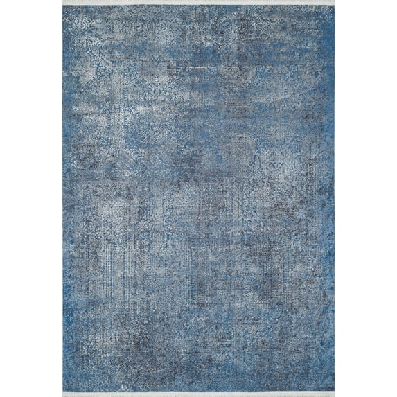 Gulistan Blue Modern Polyester Area Rugs for Living Room Washable Rugs Boho Moroccan Area Rug Soft Geometric Bohemian Carpet Distressed Indoor Rug for Bedroom Dining Room Office Nonslip Rug