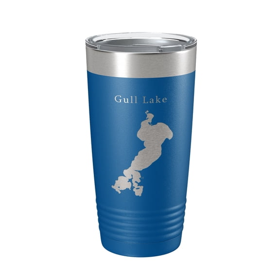 Gull Lake Map Tumbler Travel Mug Insulated Laser Engraved Coffee Cup Minnesota 20 oz Royal Blue