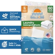 Gull Living Travel Laundry Detergent Sheets Unscented, 30 Count / 60 Loads - Dissolves Quickly, Removes Stains & Odors - For Home and Travel Laundry Sheets Detergent