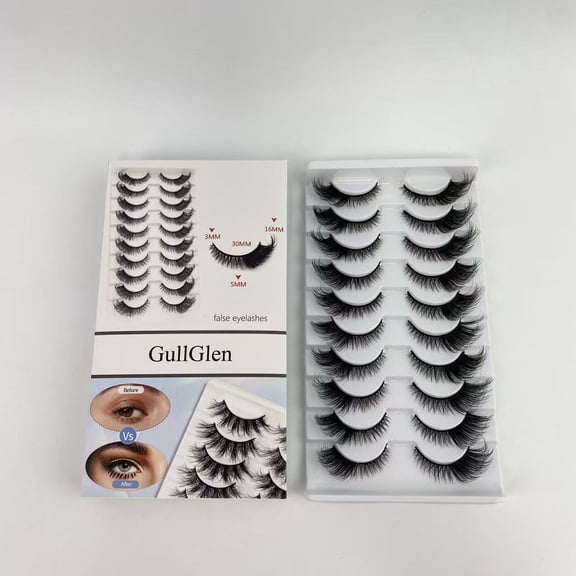 GullGlen False eyelashes,Fluffy 8D Wispy Natural Cross False Eyelash