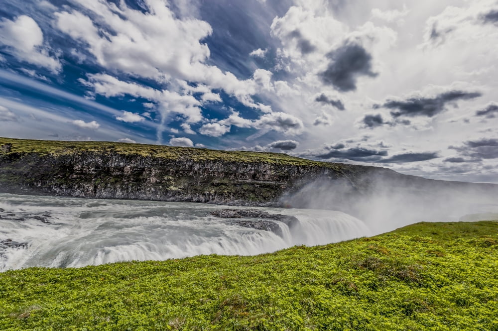 Gullfoss Waterfalls Iceland Gullfoss (Golden Falls) is one of the most popular tourist attractions in Iceland Canvas Art - Panoramic Images (27 x 9)