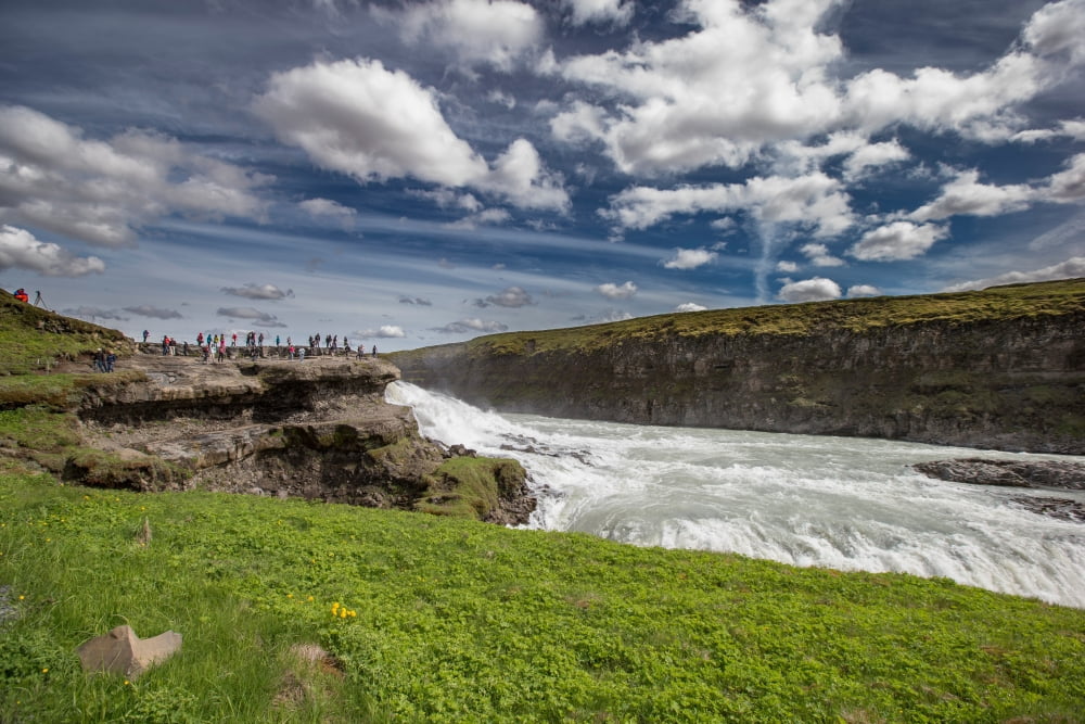 Gullfoss Waterfalls Iceland Gullfoss (Golden Falls) is one of the most popular tourist attractions in Iceland Canvas Art - Panoramic Images (36 x 12)