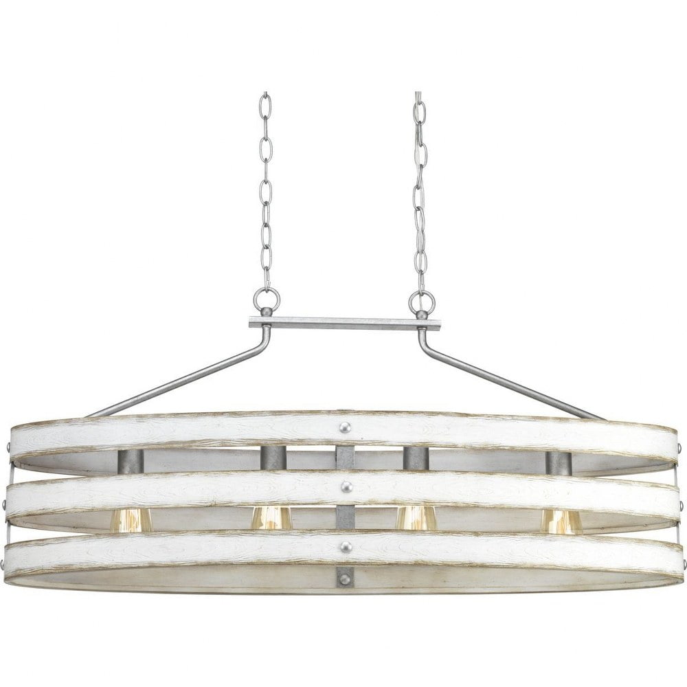 Gulliver Dual-Toned Galvanized and Antique White Linear Chandelier