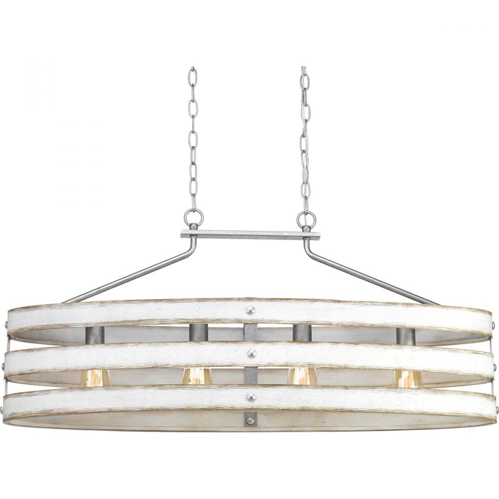 Gulliver Dual-Toned Galvanized and Antique White Linear Chandelier