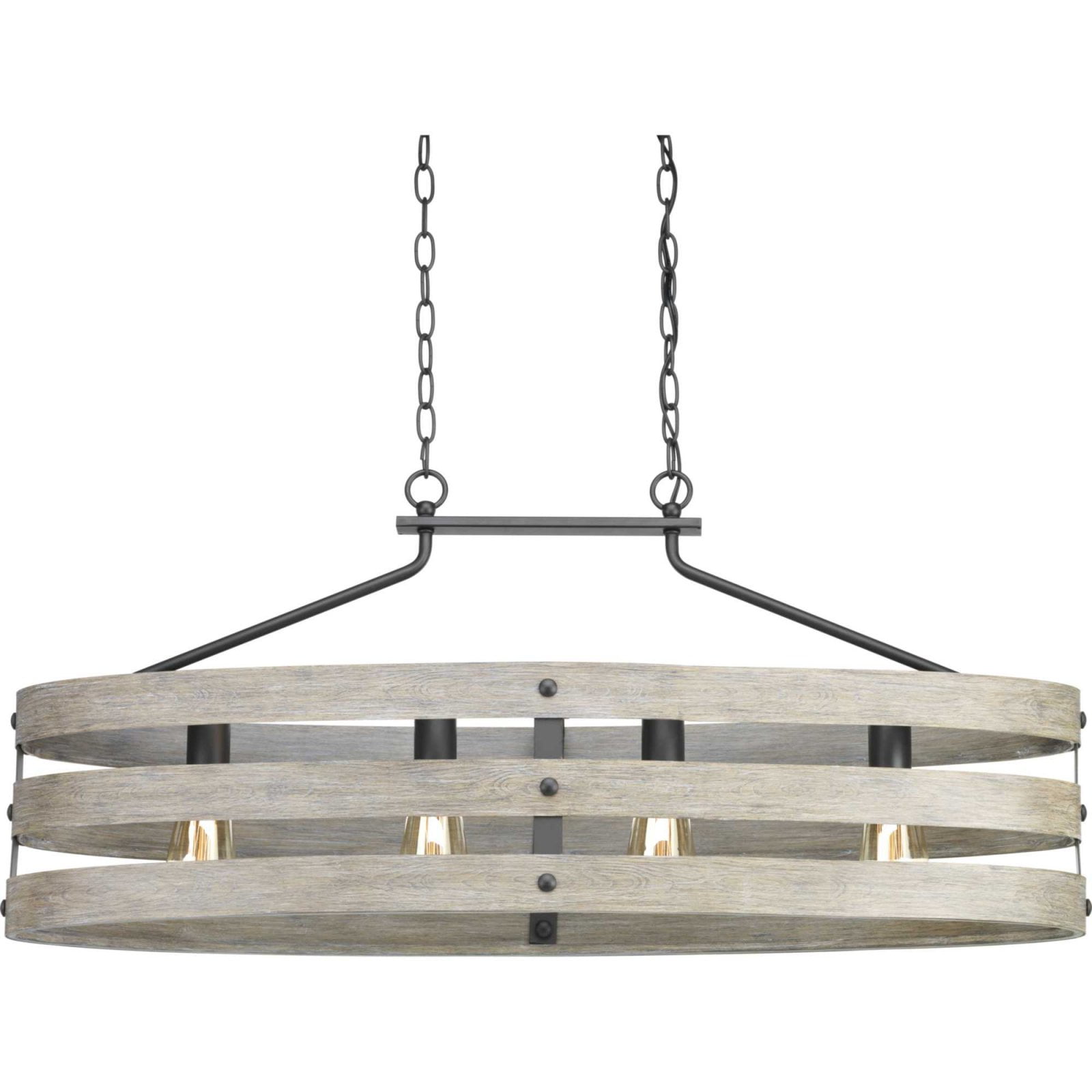 Gulliver Graphite and Weathered Gray 4-Light Linear Chandelier