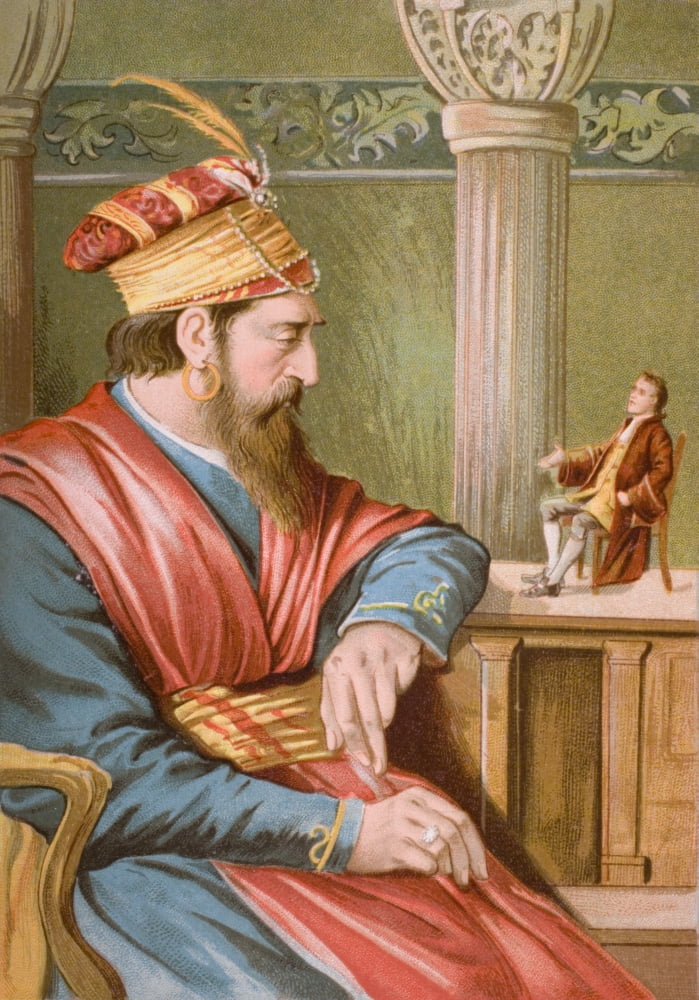 Gulliver Speaking With The King Of Brobdingnag From Gullivers Travels By Jonathan Swift Published By George Routledge And Sons London Circa 1900 Canvas Art - Ken Welsh Design Pics (24 x 34)