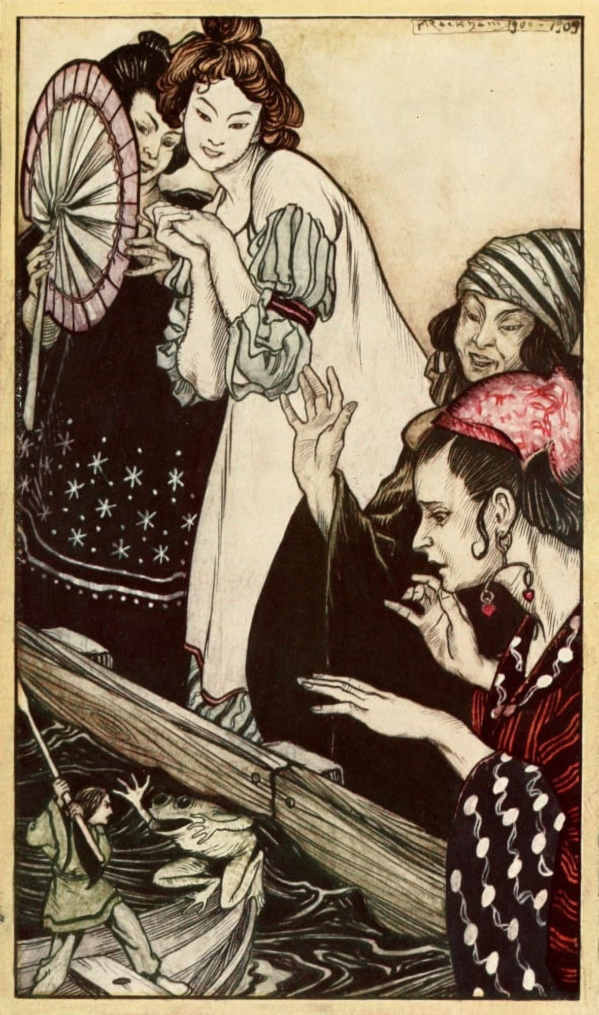 Gullivers Travels 1899 Encounter with frog Canvas Art - A Rackham (24 x 36)