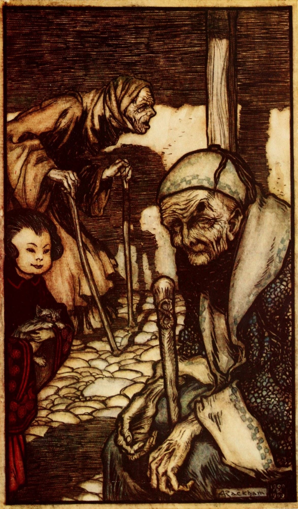 Gullivers Travels 1899 Struldbrugs Canvas Art - A Rackham (18 x 24)