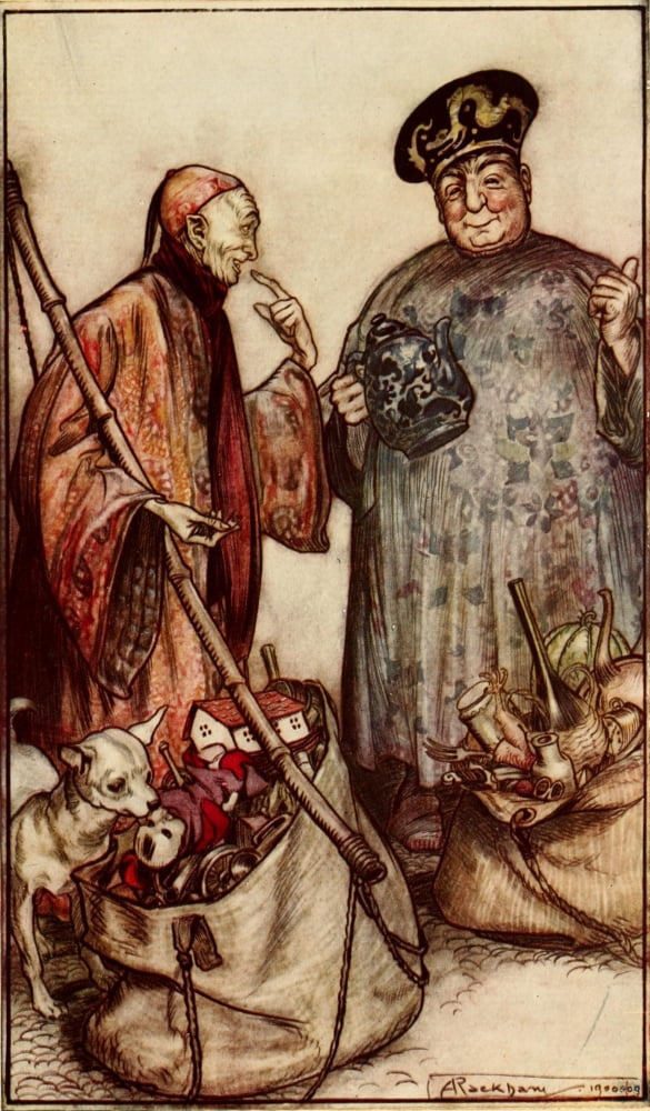 Gullivers Travels 1899 Two sages Canvas Art - A Rackham (18 x 24)