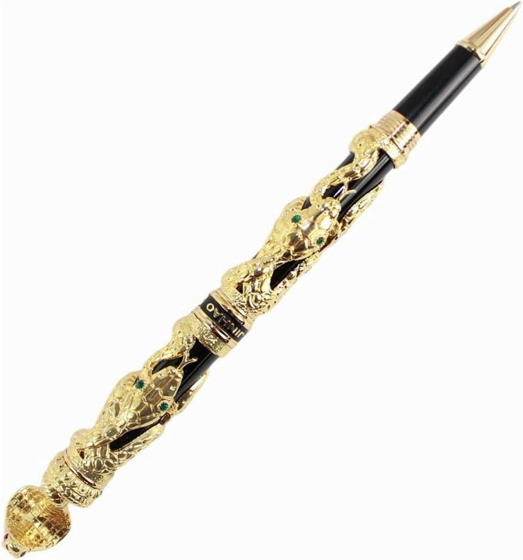 Gullor Black & Silver Snake Pattern Rollerball Pen | Jinhao Stainless Steel Nib Pen