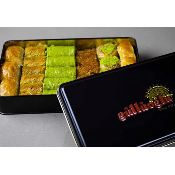 Gulluoglu Assorted Turkish Baklava 25 pieces (1.76lb - 800gr), tin box, daily fresh shipment from Istanbul/Turkey