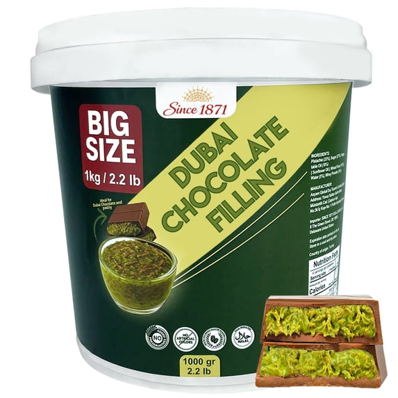 Gulluoglu Dubai Chocolate Filling 2.2 Lb /1 Kg Pistachio Cream with Crispy Kadayif|Middle Eastern Gourmet Dessert Best Ingredient For Dubai Chocolate|Rich, Crunchy & Decadent Treat (2.2 lb /1000 gr)