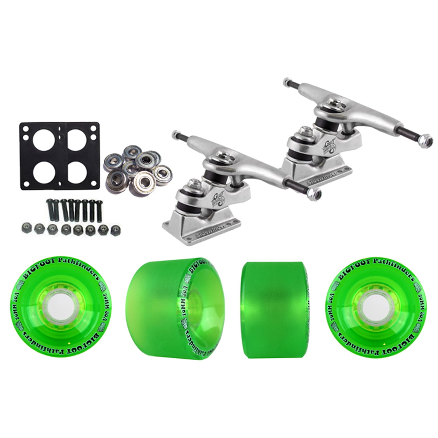 Pack Trucks & Roues Core 7.0 Noir Pour Longboard - Roues Bigfoot Pathfinders 70mm Noir - TGM Skateboards