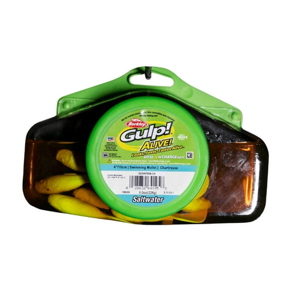 Gulp! Alive! Saltwater Swimming Mullet, Chartreuse