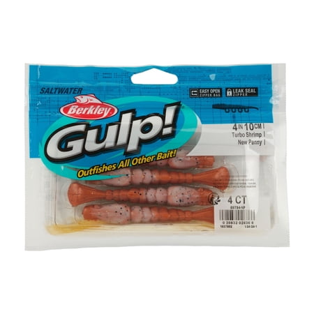 Berkley Gulp!® Saltwater Turbo Shrimp, 4 in, Shrimp, New Penny (4 Count)