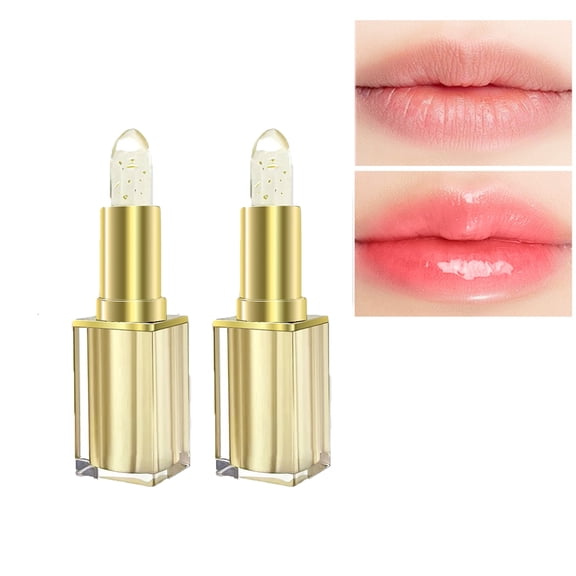 ONLYEOR 2pcs Color Changing Lipstick, Transferproof Color Changing Lipstick, Gold Foil Moisturizing Glossy Shine Lip Gloss, Moisturizing Lip Gloss, Long-Lasting Glossy Finish for Women 3.5g