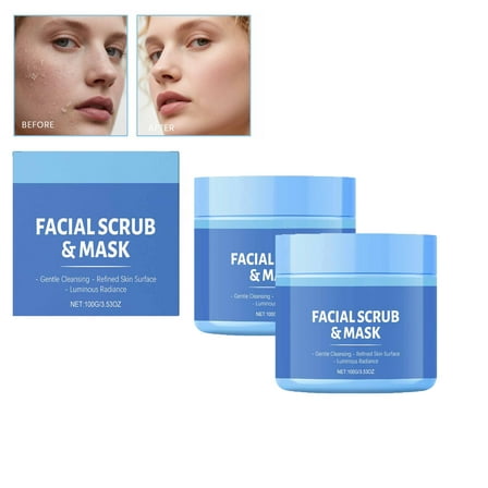 ONLYEOR 2pcs Facial Scrub for Oil Control, Exfoliating Daily Facial Scrub, Facial Scrub Gently Exfoliates Removes Oil and Dirt Improve Skin Tone & Texture 100g