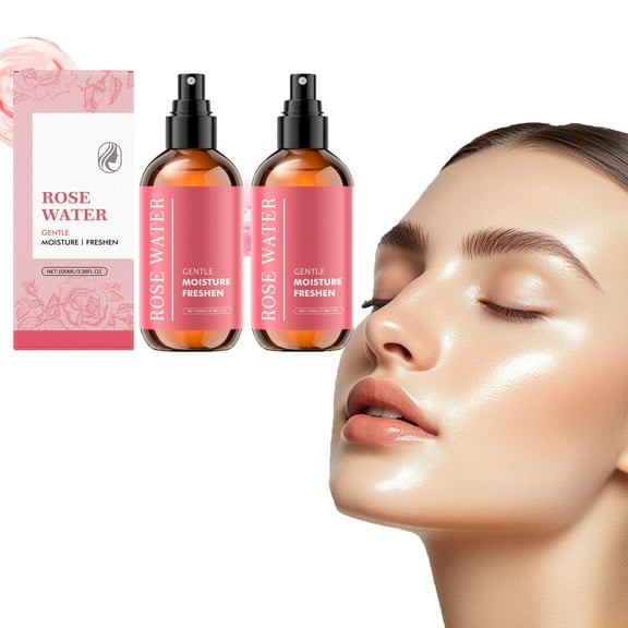 GuluguLa 2pcs Rose Facial Moisturizing Spray, Organic Rose Water Spray for Face, Organic Rosewater Face Mist, Hydrating, Refreshing Facial Mist for All Skin Types 3.38 Fl Oz