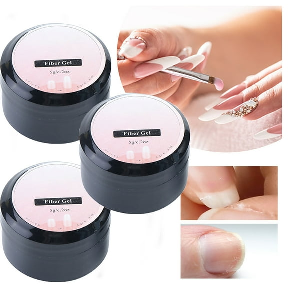 ONLYEOR 3pc Nail Repair Extend Fiber Gel, Nail Fiber Gel, Nail Repair Gel for Broken Cracked Split Weak Nails, Tough Fiber Quick Fix Transparent Repair Gel, for Home Salon Nail DIY Art Manicure 5ML