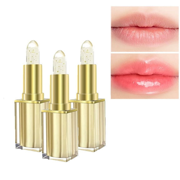 ONLYEOR 3pcs Color Changing Lipstick, Transferproof Color Changing Lipstick, Gold Foil Moisturizing Glossy Shine Lip Gloss, Moisturizing Lip Gloss, Long-Lasting Glossy Finish for Women 3.5g