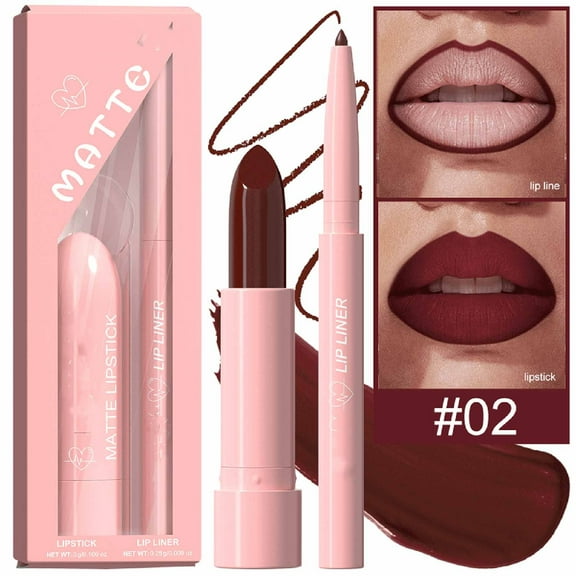 ONLYEOR Liquid Lipstick & Lip liner Combo Set, Matte Lips Kit, Lipstick + Lip Liner Matte Easy to Color 24hrs of Smoothly Moisturizing Shine Clear, Durable, Waterproof(A)