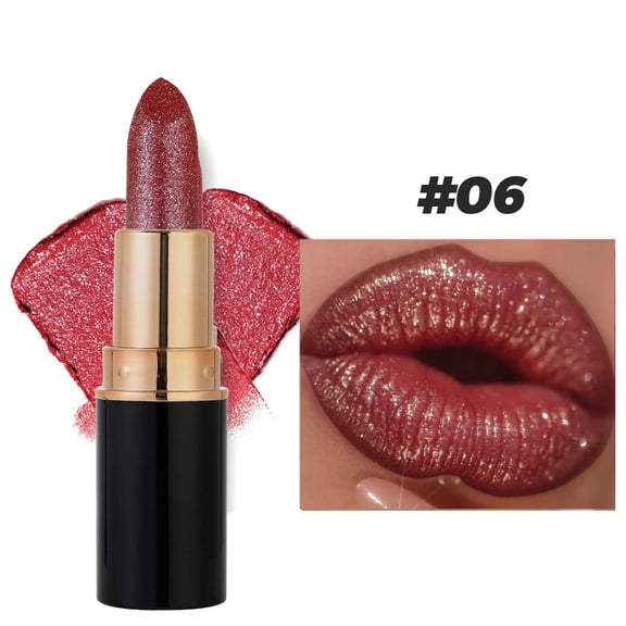 ONLYEOR Sparkling Lip Gloss, Pearlescent Lipstick In Stock with 8 Colors Moisturizing and Embossed Silk Screen Fine Shimmering Lip Gloss Lipstick 3.6g(F)