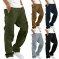 thumbnail image 1 of Guluxicc Mens Straight Leg Cargo Pants Outdoor Workout Elastic Waist Pants Waterproof Regular Fit Casual Trousers with Zip Pockets, 1 of 5