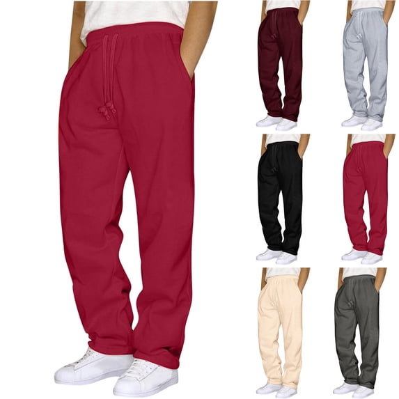 Guluxicc Mens Workout Sweatpants Drawstring Elastic Waist Sweat Pants Relaxed Fit Outdoor Jogging Casual Trousers with Pockets