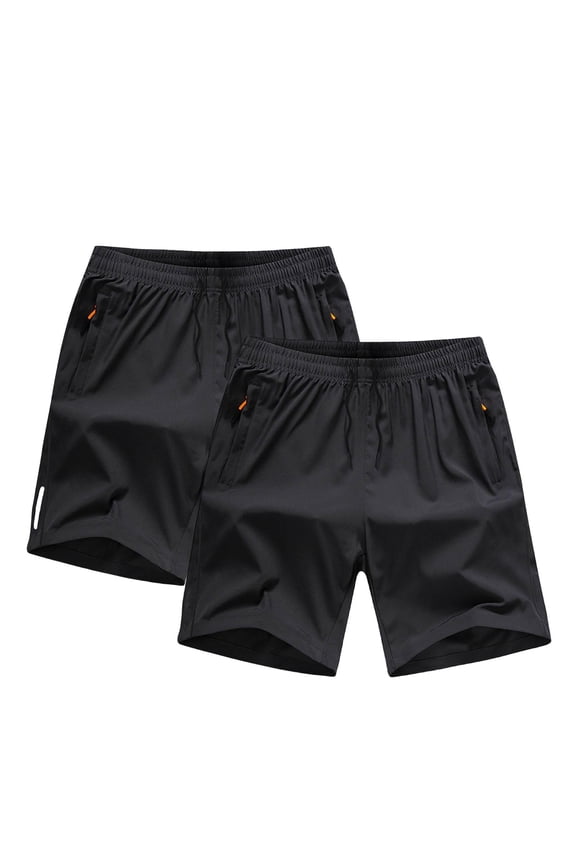 2 Pack Boys' Loose Fit Athletic Shorts Zipper Pockets Quick Dry Running Shorts 7-15 Years