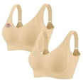 thumbnail image 1 of Guluxicc 2 Pack Bras for Women Seamless Wireless Push Up Bra No Underwire Comfort Everyday Bras, Beige, 2XL, 1 of 8