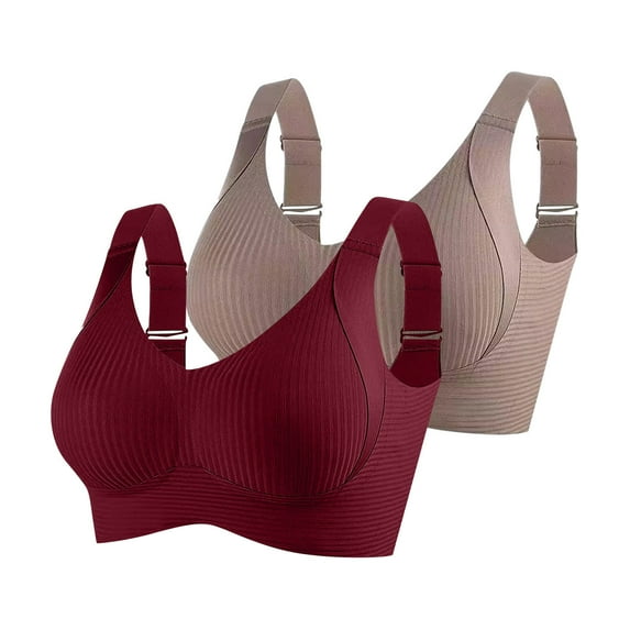Guluxicc 2 Pack Wireless Bra for Women No Underwire Seamless Bralette Womens Full Coverage Push Up Bras, Multicolor, 4XL