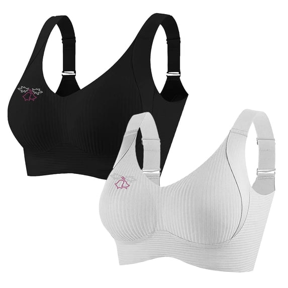 Guluxicc 2 Pack Wireless Bras for Women Seamless Push Up Bra No Underwire Comfort Everyday Bras, 2XL