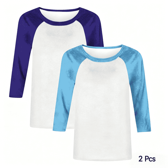 Guluxicc 2 Pack Womens Summer Tops Three Quarter Length Sleeve Tops Casual Crew Neck Raglan Baseball Shirt Basic Tunic Tee Shirts