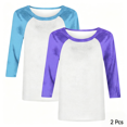 thumbnail image 1 of Guluxicc 2 Pack Womens Summer Tops Three Quarter Length Sleeve Tops Casual Crew Neck Raglan Baseball Shirt Basic Tunic Tee Shirts, 1 of 10