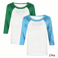 thumbnail image 1 of Guluxicc 2 Pack Womens Summer Tops Three Quarter Length Sleeve Tops Casual Crew Neck Raglan Baseball Shirt Basic Tunic Tee Shirts, 1 of 10