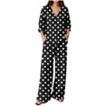 thumbnail image 1 of Guluxicc 2 Piece Lounge Sets for Women Long Sleeve V Neck Pocket Tops Matching Wide Leg Pants Casual Summer Fall Outfit Sets, 1 of 6