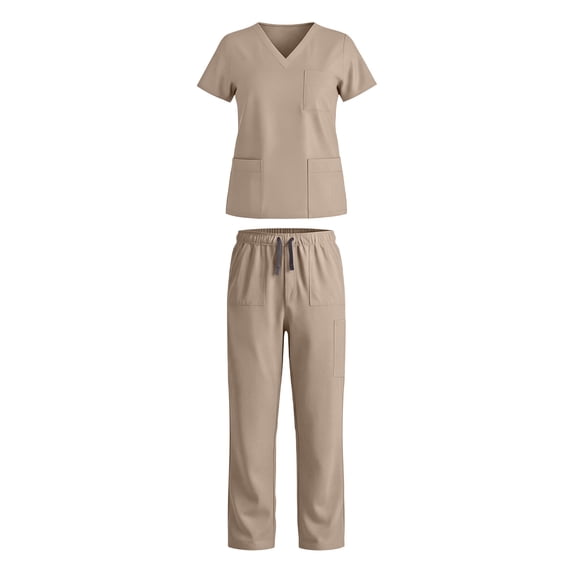 Guluxicc 2 Piece Women's Outfit Sets V Neck Crisscross Short Sleeve Top With Multiple Pockets and Jogger Pants Medical Scrubs Uniform