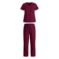 thumbnail image 1 of Guluxicc 2 Piece Women's Outfit Sets V Neck Crisscross Short Sleeve Top With Multiple Pockets and Jogger Pants Medical Scrubs Uniform, 1 of 9