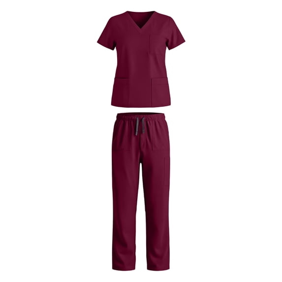 Guluxicc 2 Piece Women's Outfit Sets V Neck Crisscross Short Sleeve Top With Multiple Pockets and Jogger Pants Medical Scrubs Uniform