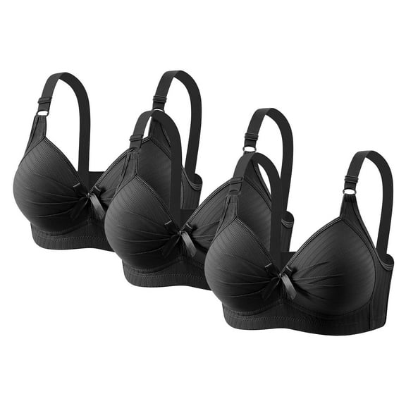 Guluxicc 3 Pack Bras for Women No Underwire Wireless Comfortable Bra Push Up Breathable Bras with Adjustable Straps, Black, S