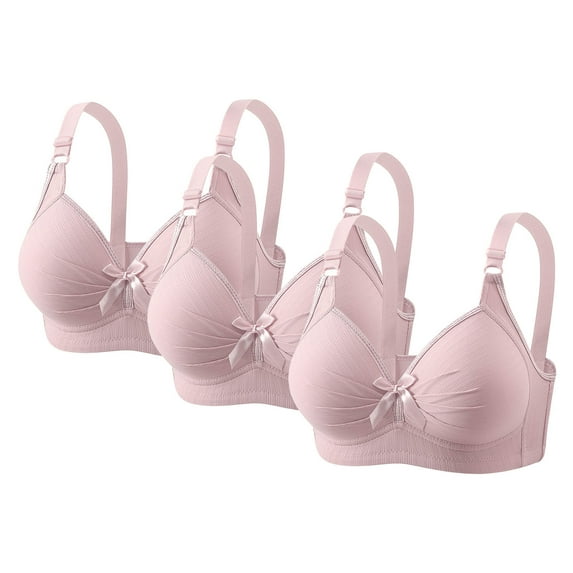 Guluxicc 3 Pack Bras for Women No Underwire Wireless Comfortable Bra Push Up Breathable Bras with Adjustable Straps, Pink, 2XL
