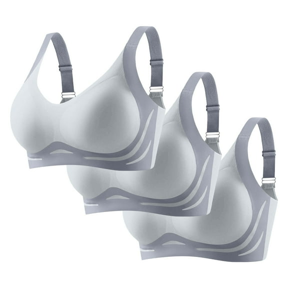 Guluxicc 3 Pack Jelly Bras for Women No Underwire Bralette Wireless Comfortable Support Bras, Blue, 2XL