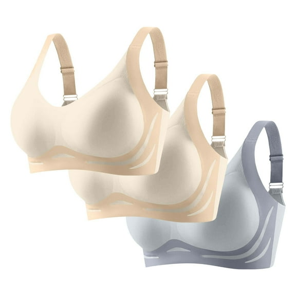 Guluxicc 3 Pack Jelly Bras for Women No Underwire Bralette Wireless Comfortable Support Bras, L
