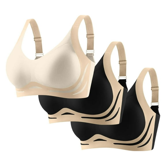 Guluxicc 3 Pack Jelly Bras for Women No Underwire Bralette Wireless Comfortable Support Bras, M