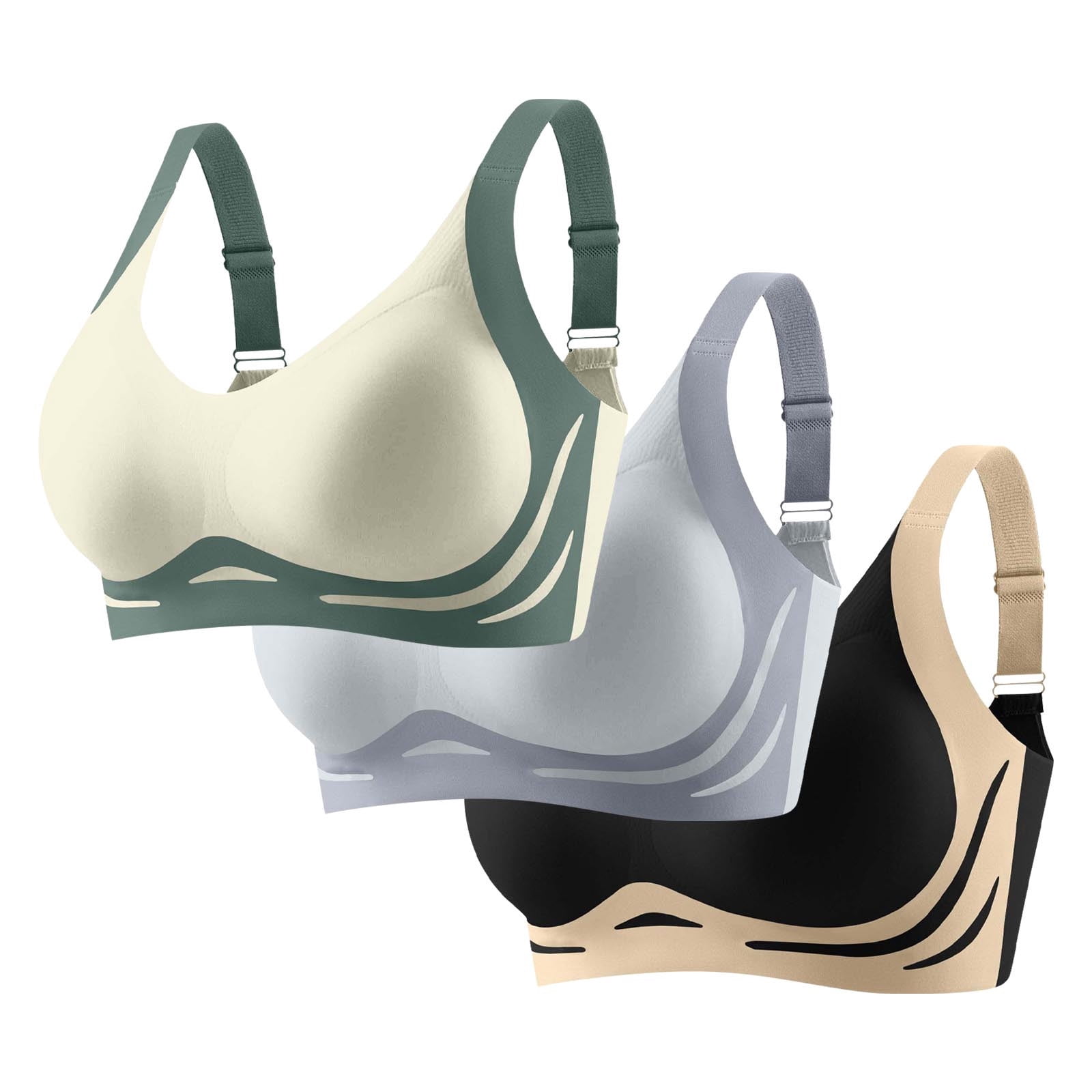 Guluxicc 3 Pack Jelly Bras for Women No Underwire Bralette Wireless ...