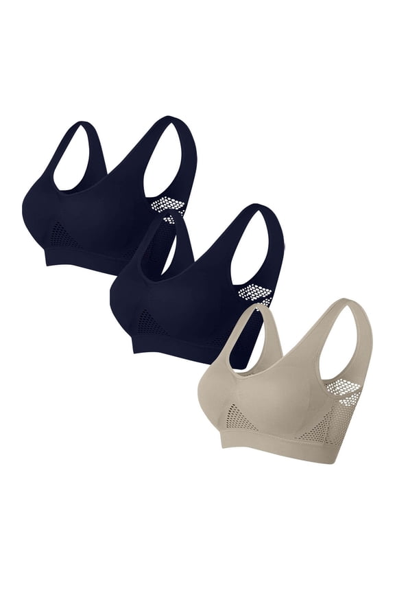 3 Pack Womens Bras Comfort Breathable Everyday Bra Wireless Push Up Bras, S