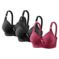 thumbnail image 1 of Guluxicc 3 Pcs Bras for Women No Underwire Wireless Comfortable Bra Push Up Breathable Bras with Adjustable Straps, 2XL, 1 of 7